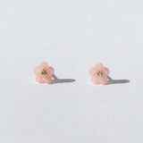 Pink Peruvian Opal Diamond Blossom Stud Earrings