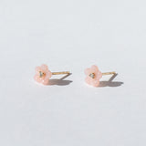 Pink Peruvian Opal Diamond Blossom Stud Earrings