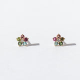Tourmaline and Diamond Aurora Flower Stud Earrings