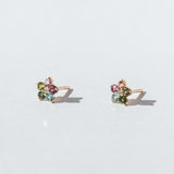 Tourmaline and Diamond Aurora Flower Stud Earrings