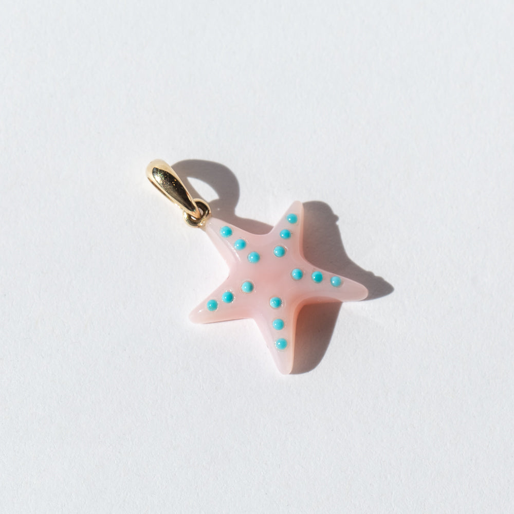 Pink Opal and Turquoise Starfish Charm