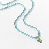 Apatite Beaded Necklace with Emerald Flower Charm