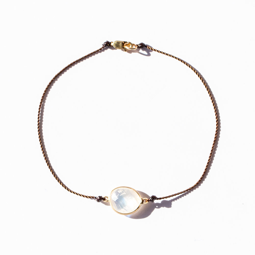 Asymmetrical Moonstone Cord Bracelet