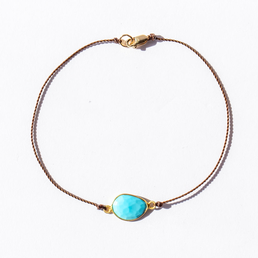 Asymmetrical Turquoise Cord Bracelet