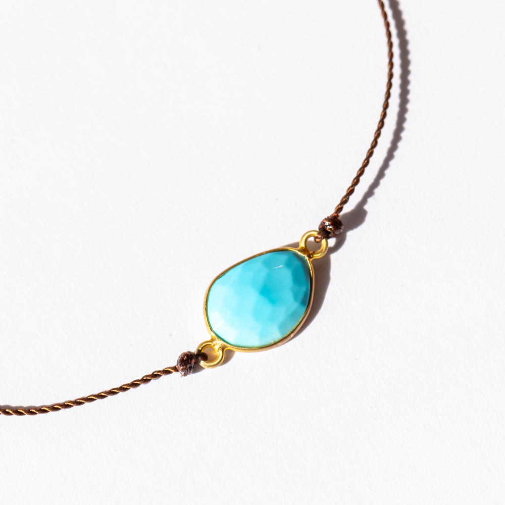 Asymmetrical Turquoise Cord Bracelet