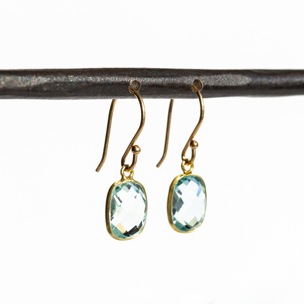 Cushion Blue Topaz Drop Earrings