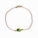 Elongated Oval Chrome Diopside Cord Bracelet