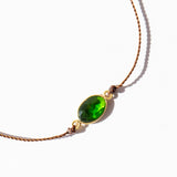 Elongated Oval Chrome Diopside Cord Bracelet