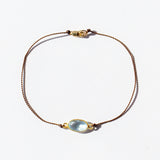 Elongated Oval Light Blue Zircon Cord Bracelet