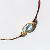 Elongated Oval Light Blue Zircon Cord Bracelet