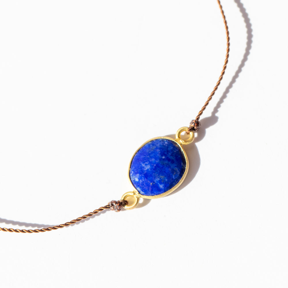 Large Oval-ish Lapis Cord Bracelet