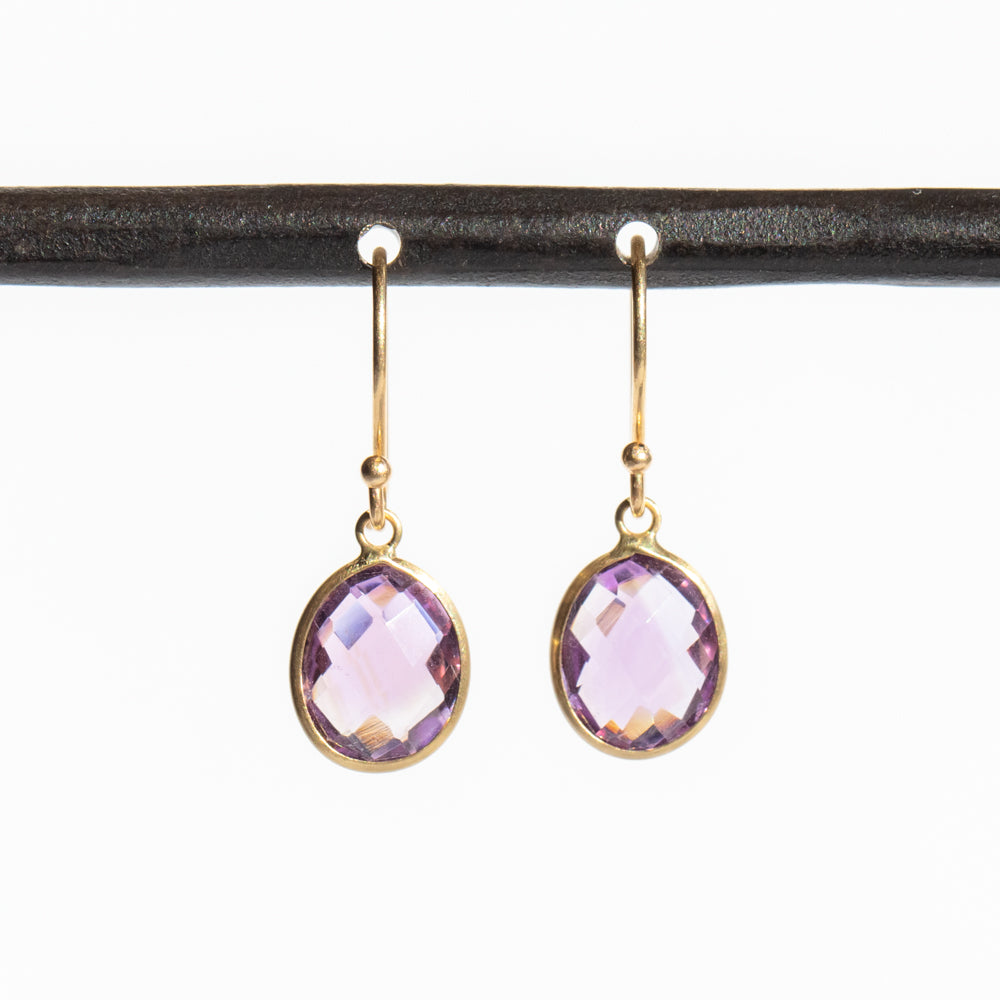 Oval Amethyst Drop Earrings