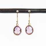 Oval Amethyst Drop Earrings