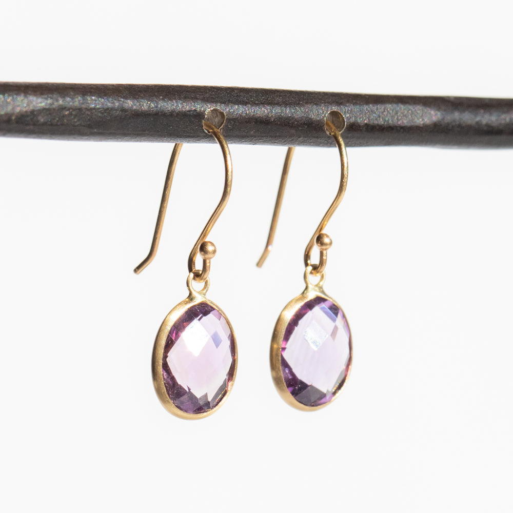 Oval Amethyst Drop Earrings