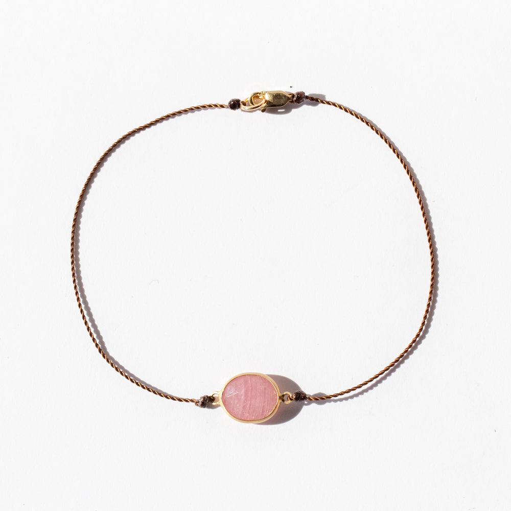 Oval Pink Sapphire Cord Bracelet
