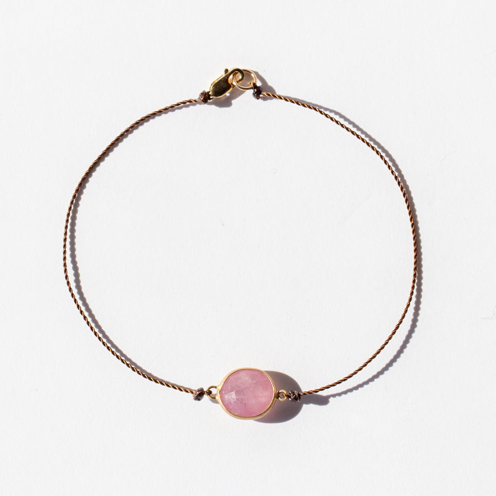 Oval Pink Sapphire Cord Bracelet
