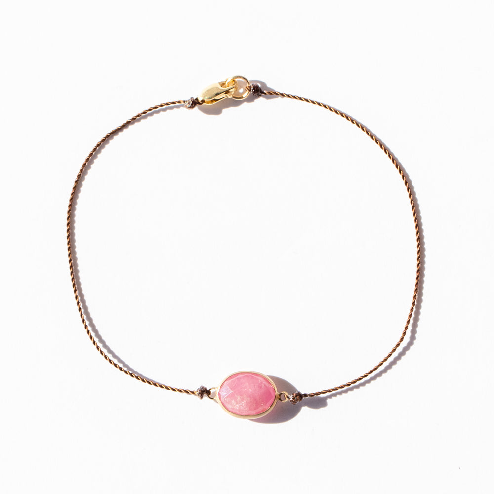 Oval Pink Sapphire Cord Bracelet