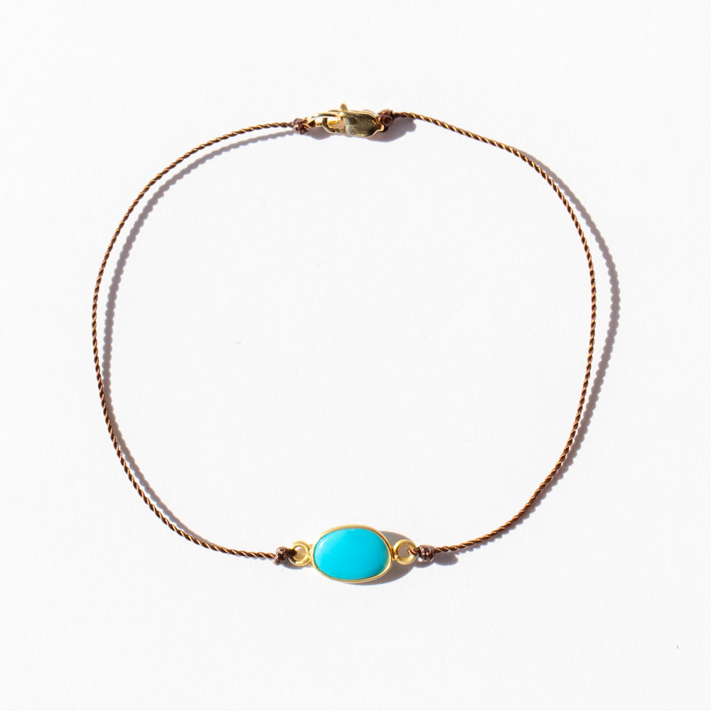 Oval Sleeping Beauty Turquoise Cord Bracelet
