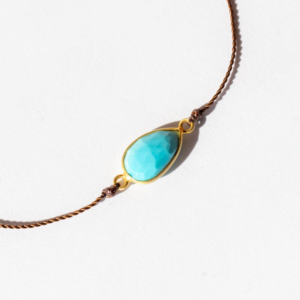Pear Shaped Turquoise Cord Bracelet