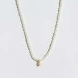 Prehnite Beaded Necklace with Marquise Diamond Charm