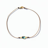 Small Blue-Green Oval Sapphire Cord Bracelet