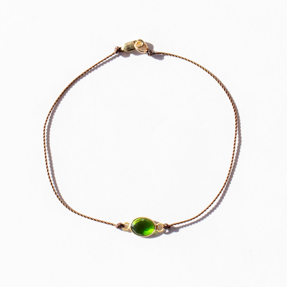 Small Oval Chrome Diopside Cord Bracelet