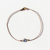 Small Round Blue Sapphire Cord Bracelet