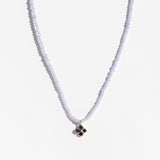 Tanzanite Beaded Necklace with Sapphire Flower Charm