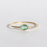 Tiny Horizontal Oval Emerald Ring