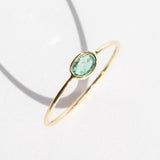 Tiny Horizontal Oval Emerald Ring