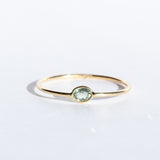 Tiny Horizontal Oval Light Green Sapphire Ring
