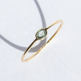 Tiny Horizontal Oval Light Green Sapphire Ring