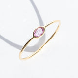 Tiny Horizontal Oval Pink Sapphire Ring