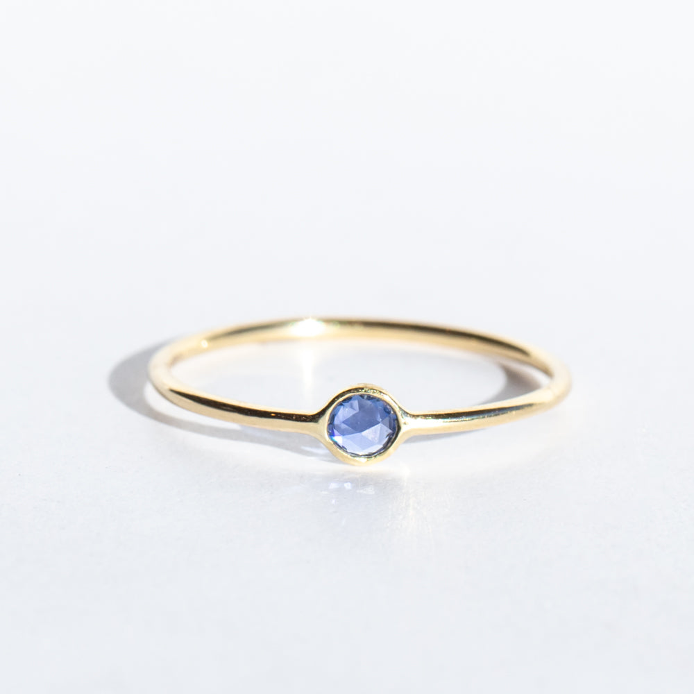 Tiny Round Blue Sapphire Ring
