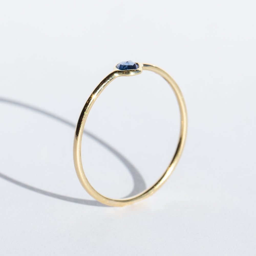 Tiny Round Blue Sapphire Ring