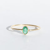 Tiny Vertical Oval Emerald Ring