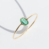 Tiny Vertical Oval Emerald Ring