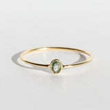 Tiny Vertical Oval Light Green Sapphire Ring