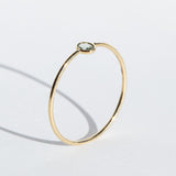 Tiny Vertical Oval Light Green Sapphire Ring