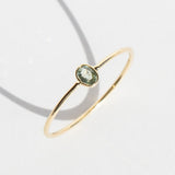 Tiny Vertical Oval Light Green Sapphire Ring