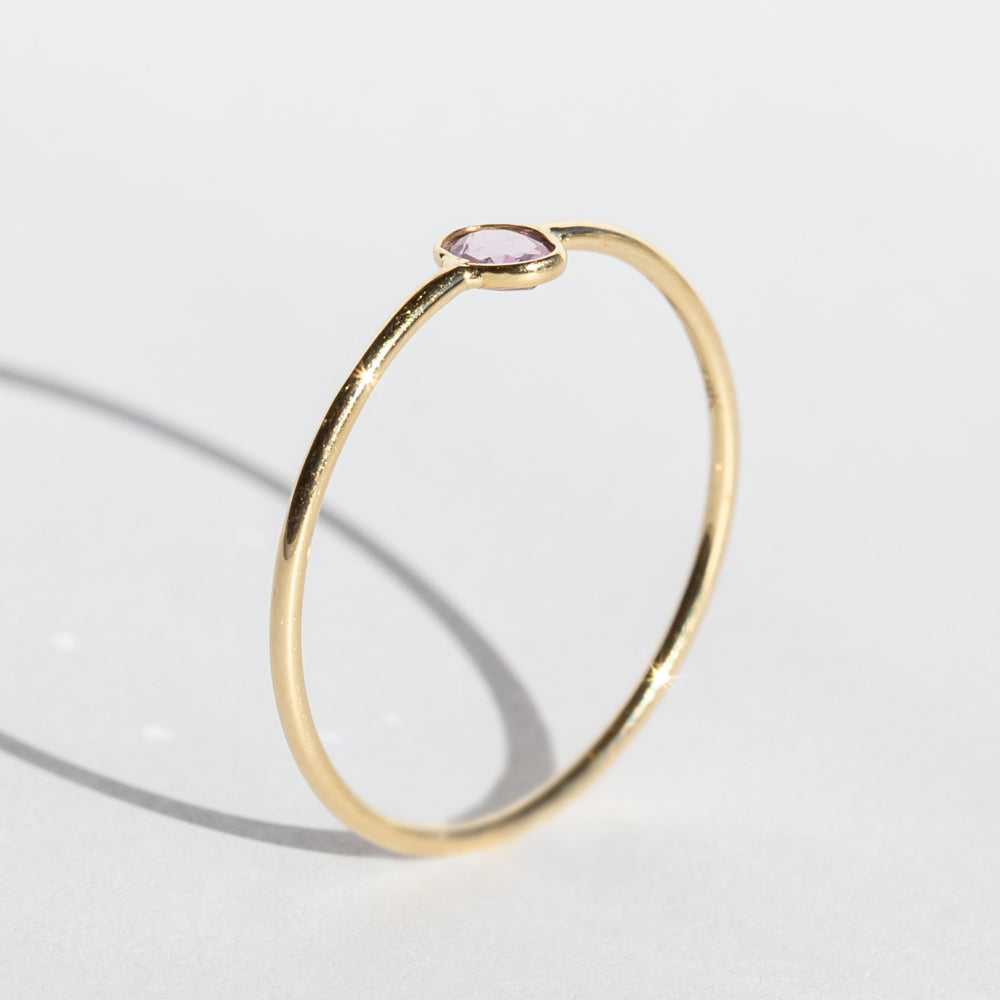 Tiny Vertical Oval Pink Sapphire Ring