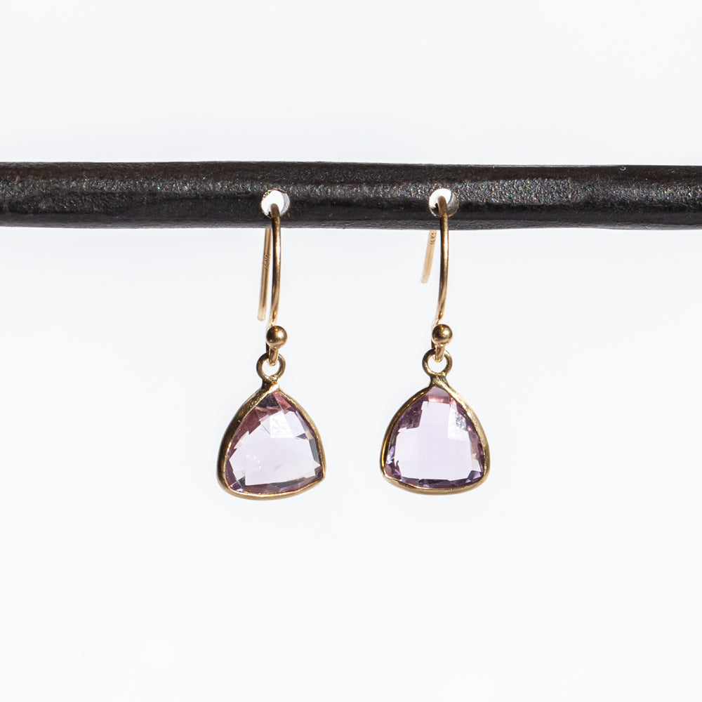 Triangular Amethyst Drop Earrings