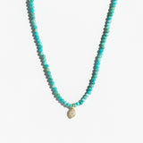 Turquoise Beaded Necklace with Marquise Diamond Charm