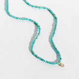 Turquoise Beaded Necklace with Marquise Diamond Charm