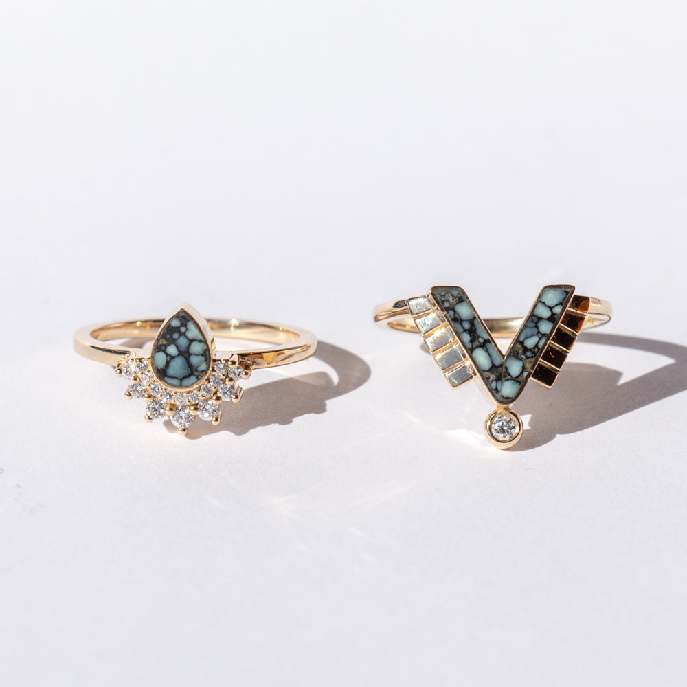 Reika Variscite and Diamond Ring Set