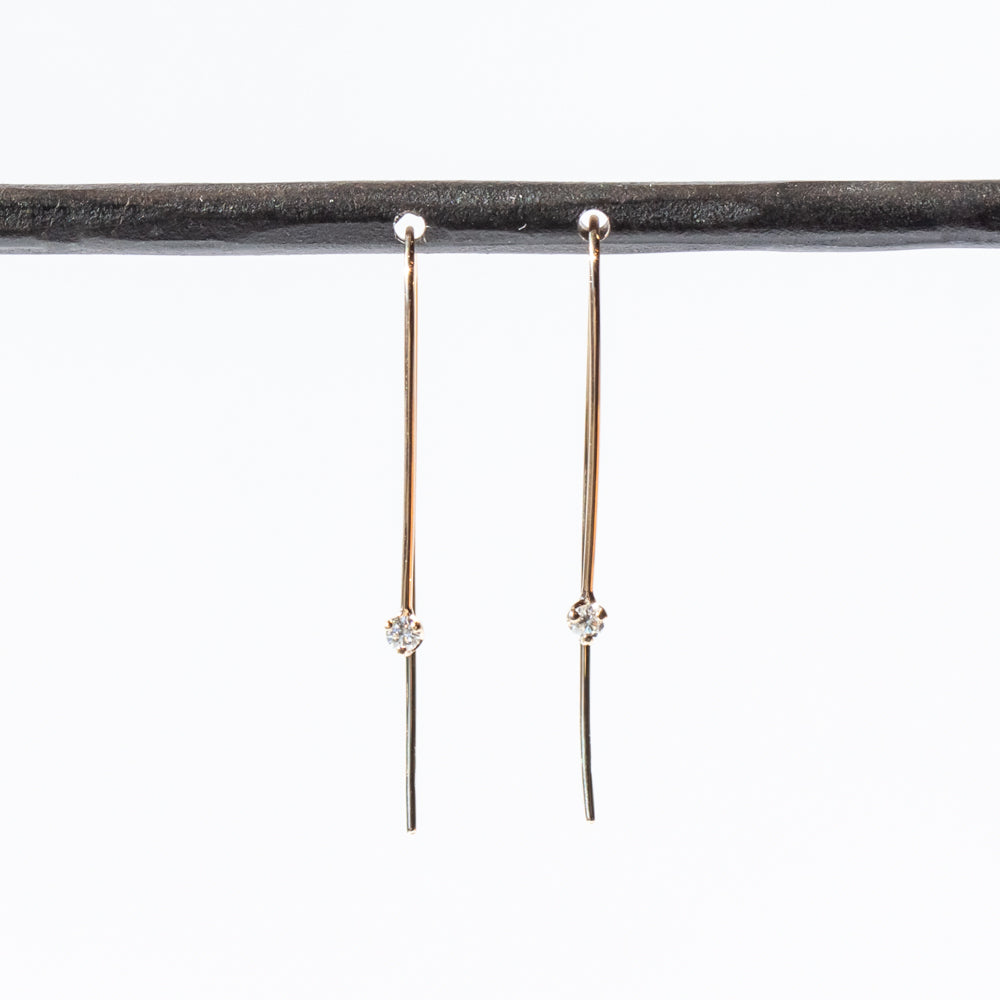 Zoe Chicco | Diamond Prong Set Long Wire Earrings