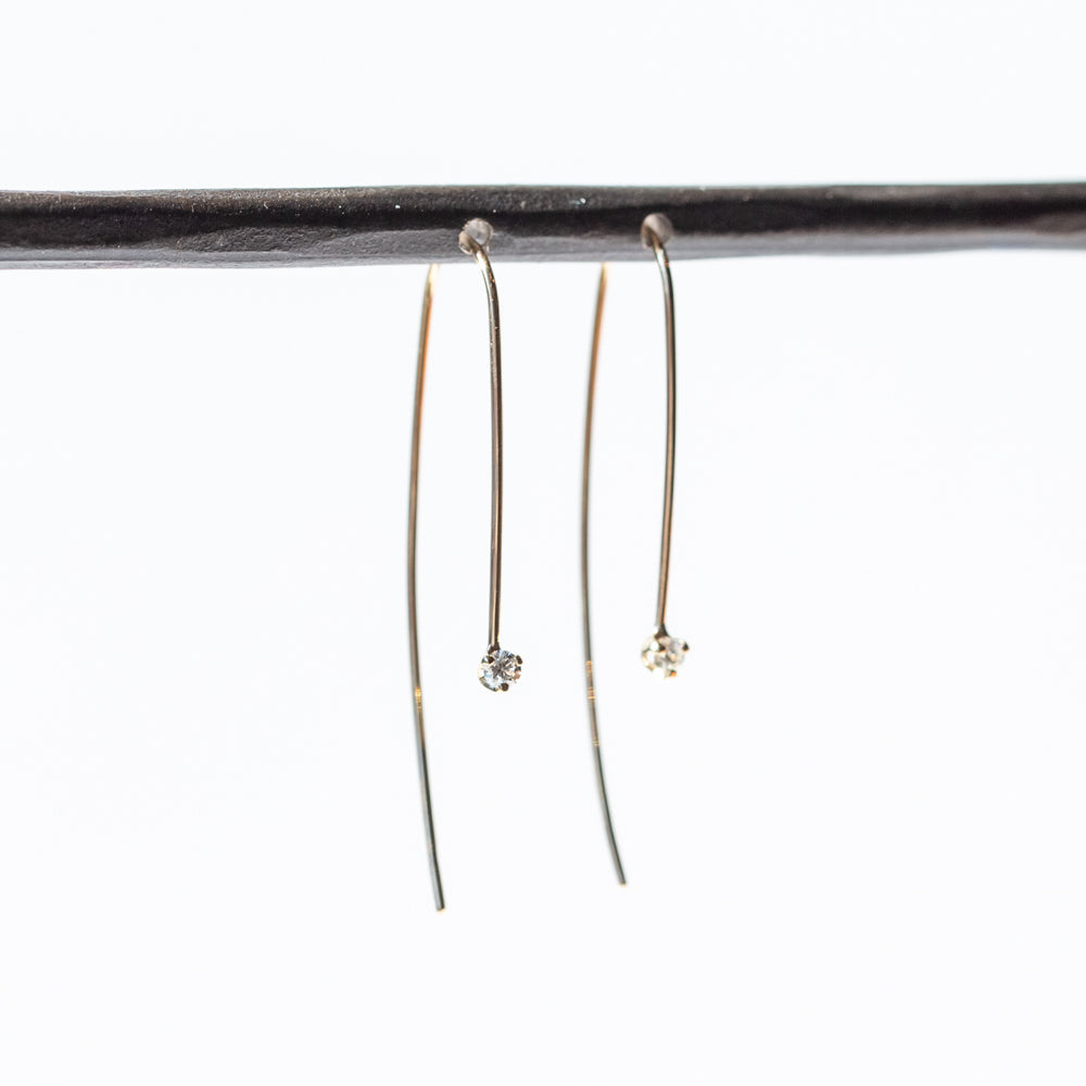 Zoe Chicco | Diamond Prong Set Long Wire Earrings