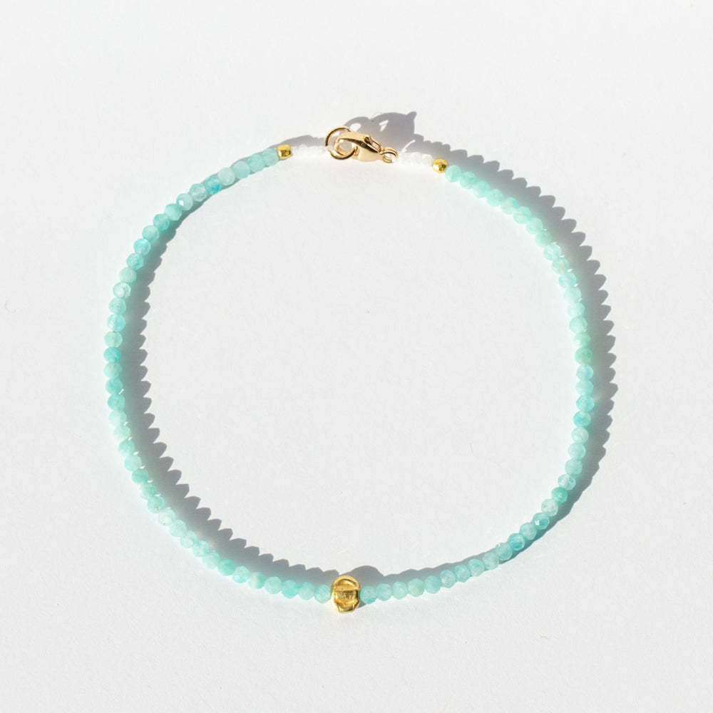 Amazonite Beaded Bracelet with Gold Bead
