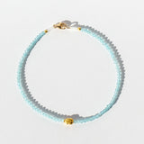 Apatite Beaded Bracelet with Gold Tulip Bead