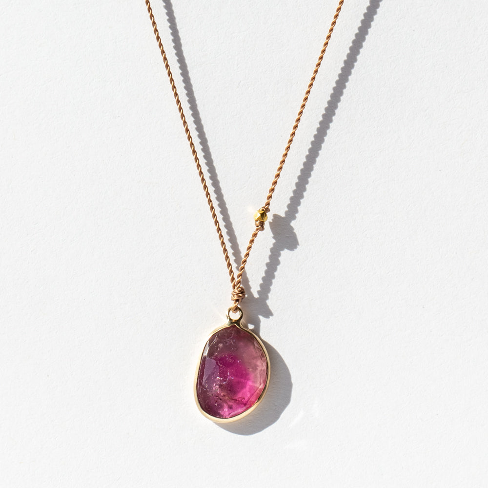 Asymmetrical Watermelon Tourmaline Necklace